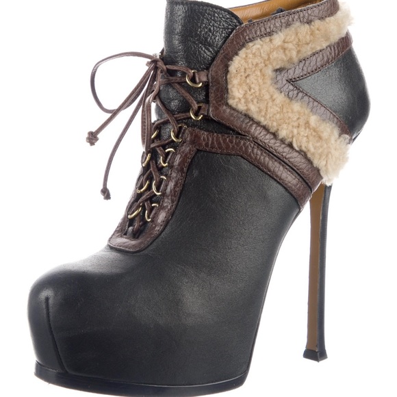 Yves Saint Laurent lace up ankle Booties